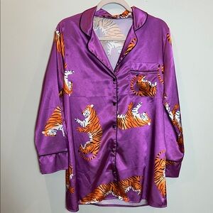 Nasty Gal Multicolor Satin Tiger Print Top